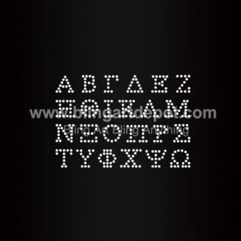 Greek Letters Hotfix Rhinestone Motifs